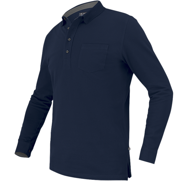 Stretch Pique Shirt Long Sleeve Navy 3
