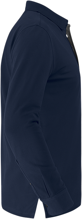 Stretch Pique Shirt Long Sleeve Navy 6