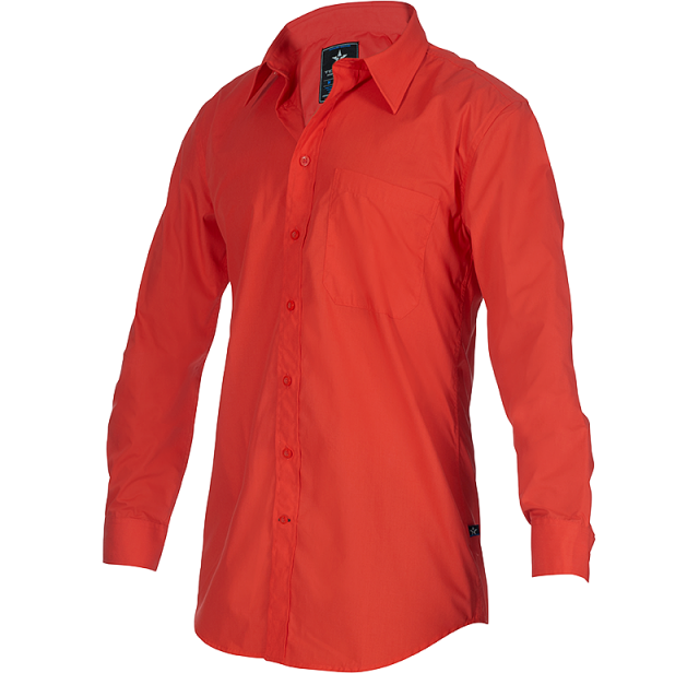 Röd figursydd skjorta med långa ärmar från Texstar. 1
