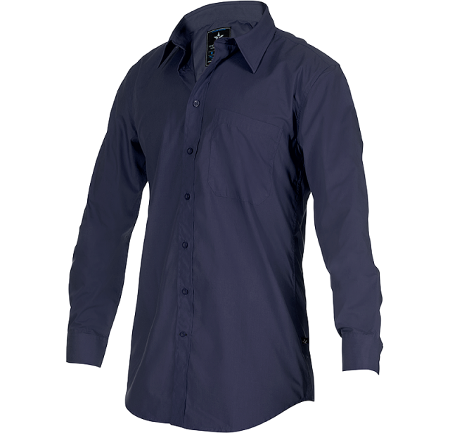 Mörkblå figursydd skjorta med långa ärmar från Texstar. 1