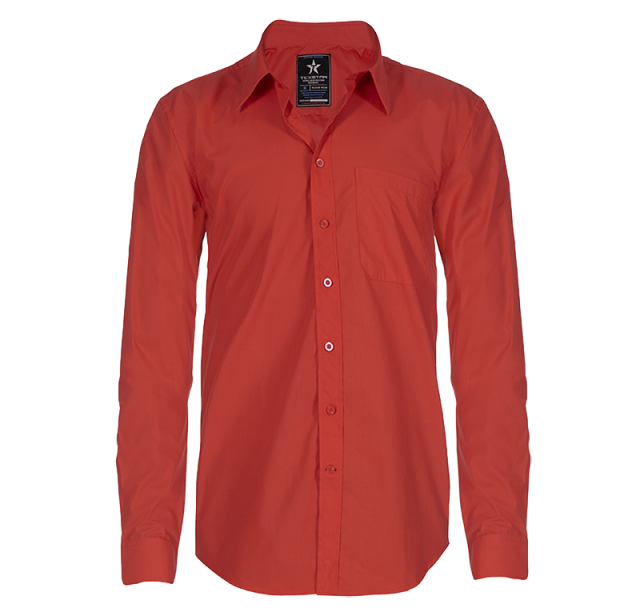 Röd figursydd skjorta med långa ärmar från Texstar. 3