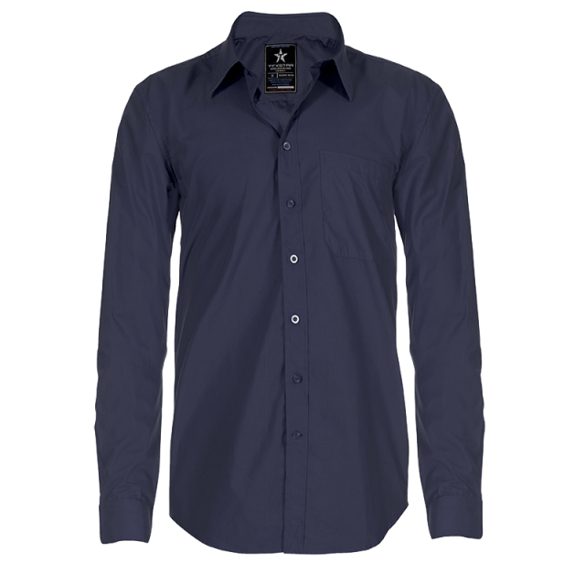 Mörkblå figursydd skjorta med långa ärmar från Texstar. 3