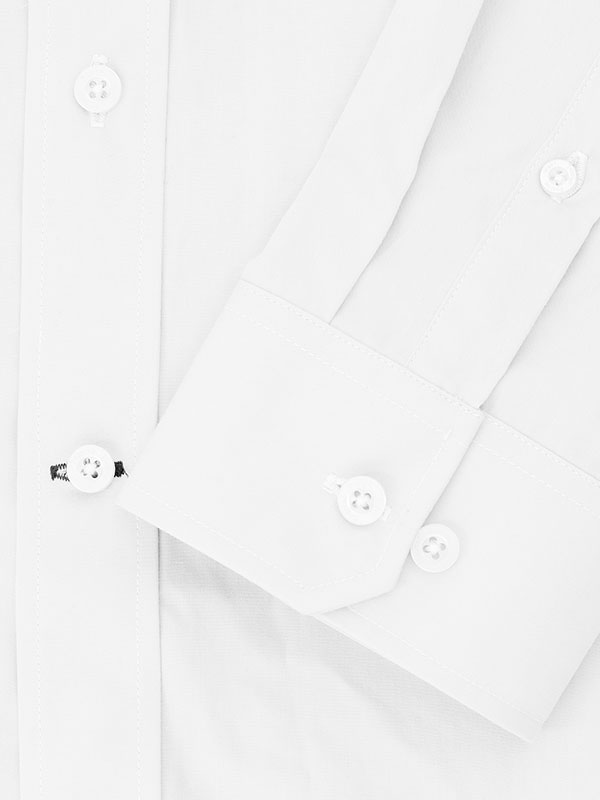 Detaljbild skjortärm vit figursydd skjorta med långa ärmar från Texstar