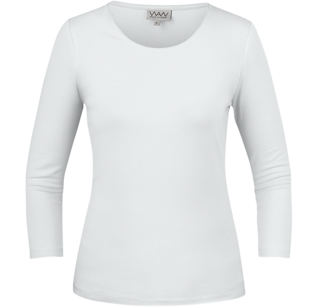 Ladies Soft 3/4 Sleeve White 1
