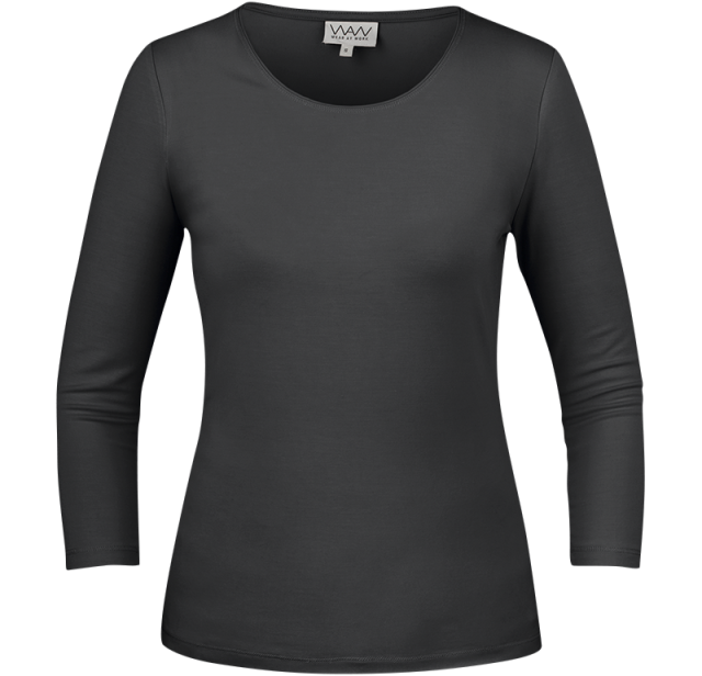 Ladies Soft 3/4 Sleeve Black 1